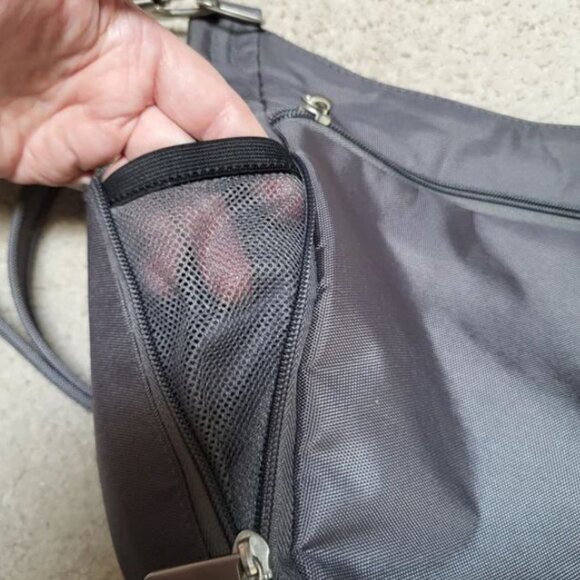 Travelon Grey Anti-Theft Classic Crossbody Bucket Bag - Picture 6 of 10